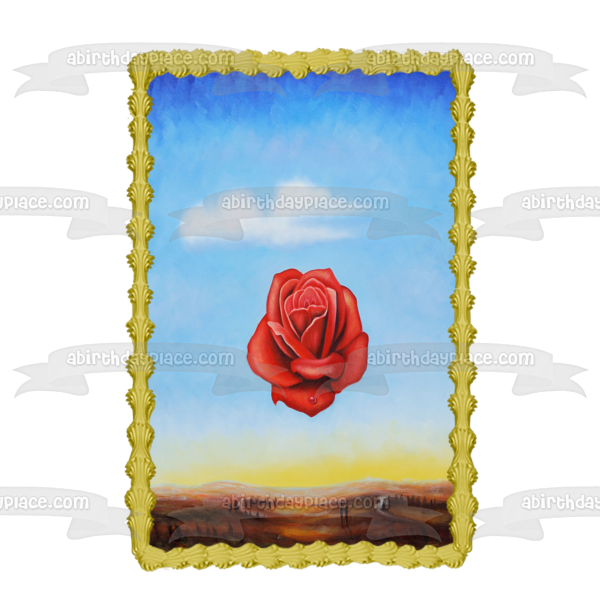 Pintura al óleo de Salvador Dalí, decoración comestible para tarta con rosa meditativa, imagen ABPID00412