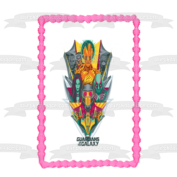 Guardians of the Galaxy Star-Lord Gamora Drax Groot Edible Cake Topper Image ABPID00422
