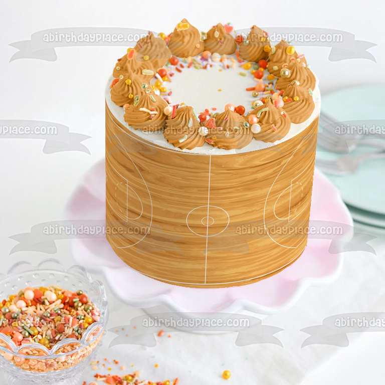 Basketball Court Customizable Edible Cake Topper Image ABPID00174