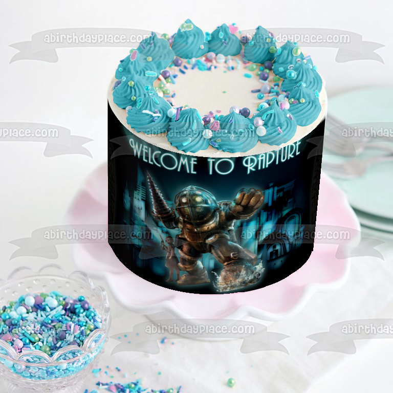 Bioshock Welcome to Rapture Big Daddy Little Sister Edible Cake Topper Image ABPID00498