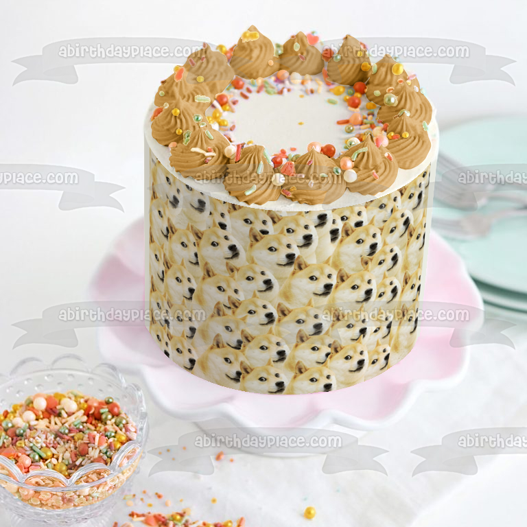 Shiba Inu Dog Doge Meme Face Pattern Edible Cake Topper Image ABPID00553