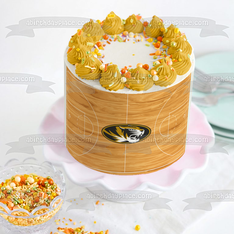 Missouri Tigers Athletics Sports Teams University of Missouri Logo Basketball Court Edible Cake Topper Image ABPID00798