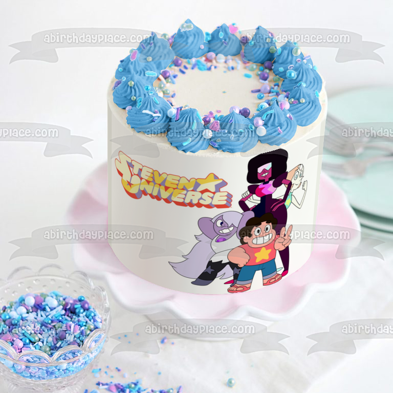 Imagen comestible para decoración de tarta de Steven Universe, amatista, perla y granate, ABPID00839