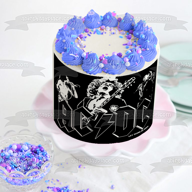 AC/DC Greatest Hits Album Cover Let There Be Rock Edible Cake Topper Image ABPID00908