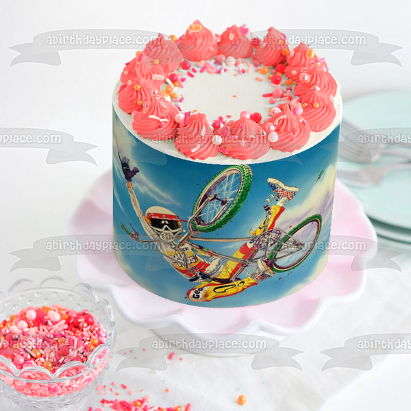 BMX Bike Rider Doing a Trick Edible Cake Topper Image ABPID00925