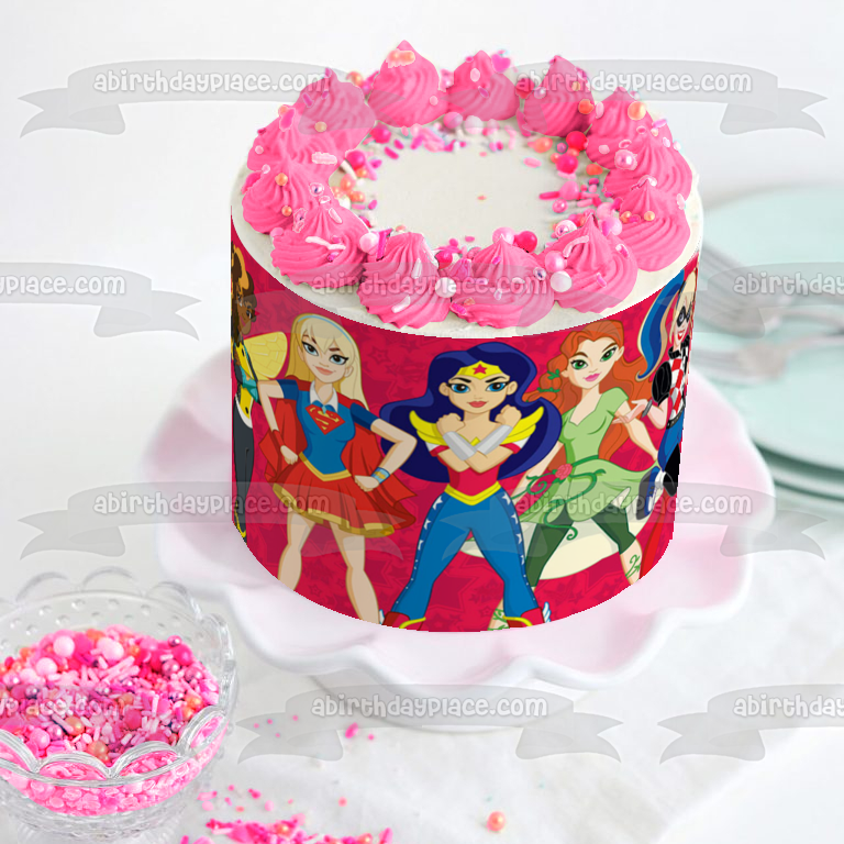 Superhéroe Niñas Batwoman Supergirl Harley Quinn Decoración comestible para tarta Imagen ABPID00134