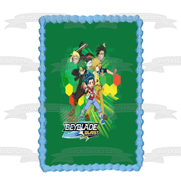 Beyblade Burst Evolution Valt Aoi Wakiya Komurasaki Ken Midori and Ray Kon Edible Cake Topper Image ABPID01629