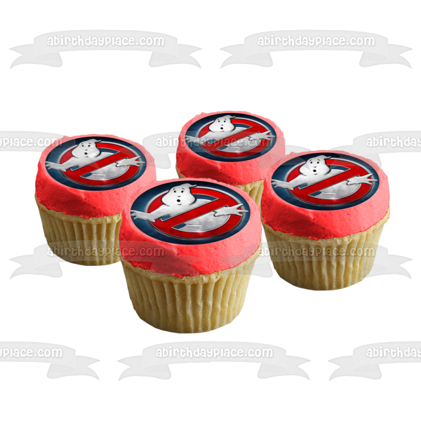 Ghostbusters: Afterlife Logo with Mooglie and a Blue Background Edible Cake Topper Image ABPID54661