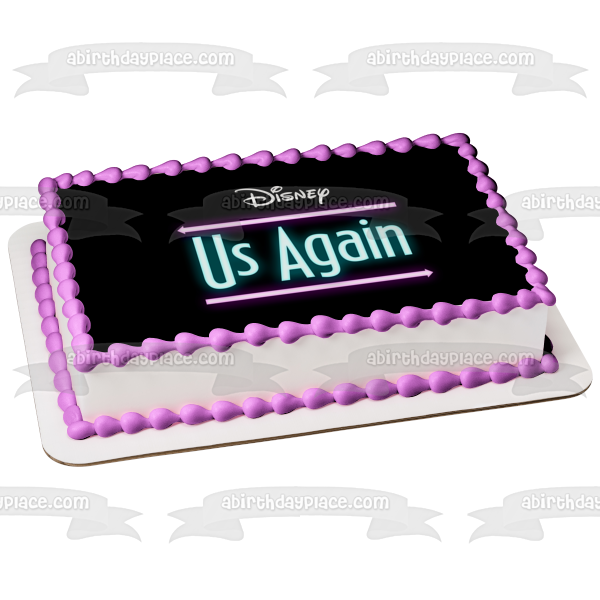 Disney Us Again Logo on a Black Background Edible Cake Topper Image ABPID54891