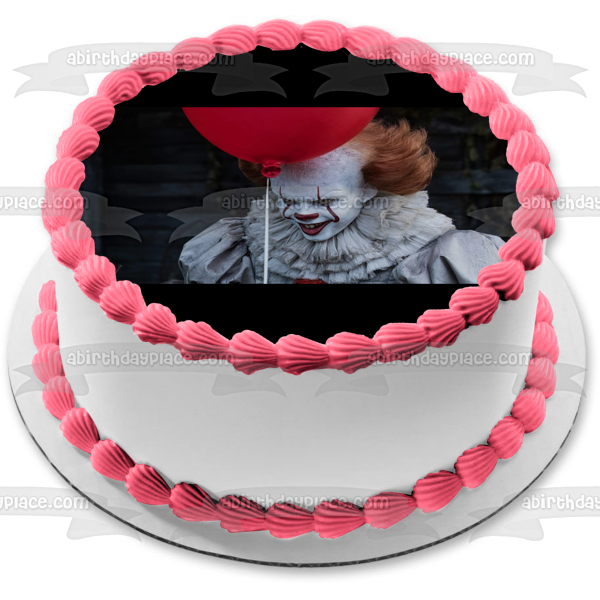 It Pennywise the Clown with a Red Balloon Edible Cake Topper Image ABPID55003