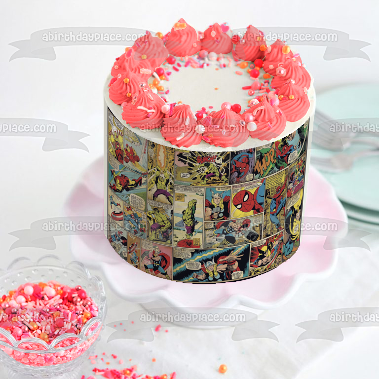 Imagen de decoración comestible para tarta de Spider-Man, Iron Man, Thor y Hulk, ABPID01658