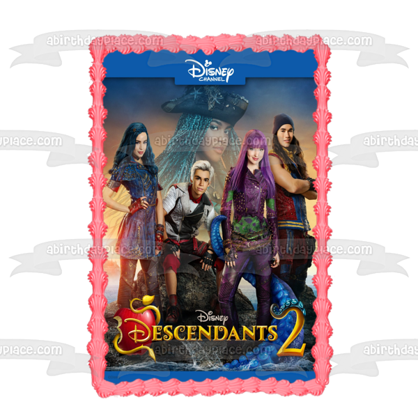 Disney Channel Descendants 2 Mal Evie Jay Carlos De Vil and Uma Edible Cake Topper Image ABPID00055