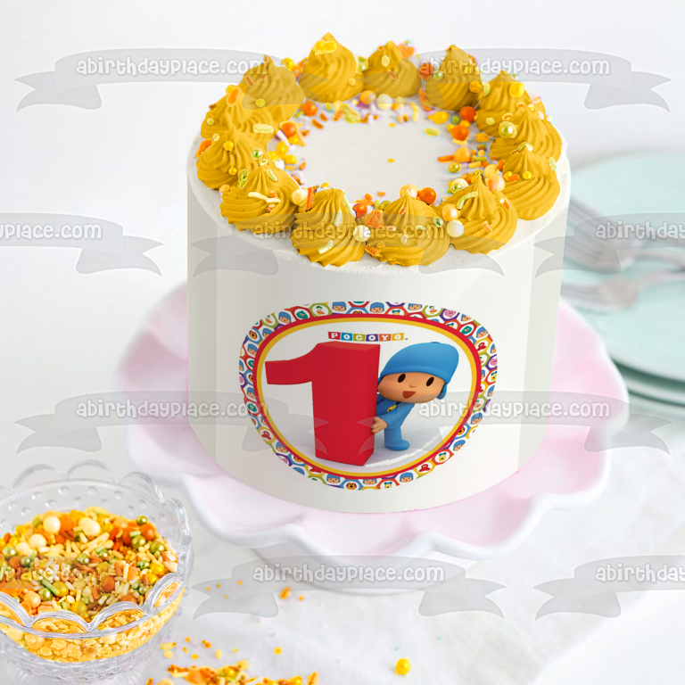 Pocoyó 1er cumpleaños Pato Elly Loula Imagen comestible para decoración de tarta ABPID00164