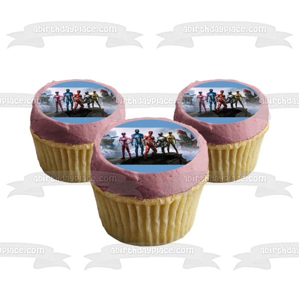 Power Rangers Movie Jason Zach Billy Trini Kimberly Quantasaurus Rex Edible Cake Topper Image ABPID00229