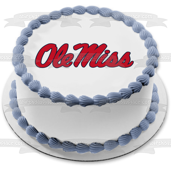 Imagen comestible para decoración de tarta con el logotipo de Ole Miss Rebels de la Universidad de Mississippi ABPID00423