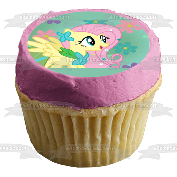 My Little Pony Fluttershy and Colorful Flowers Edible Cake Topper Image ABPID00662