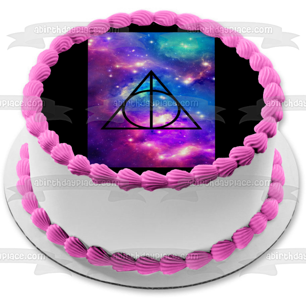 Harry Potter Sign of the Deathly Hallows Starry Sky Edible Cake Topper Image ABPID00688