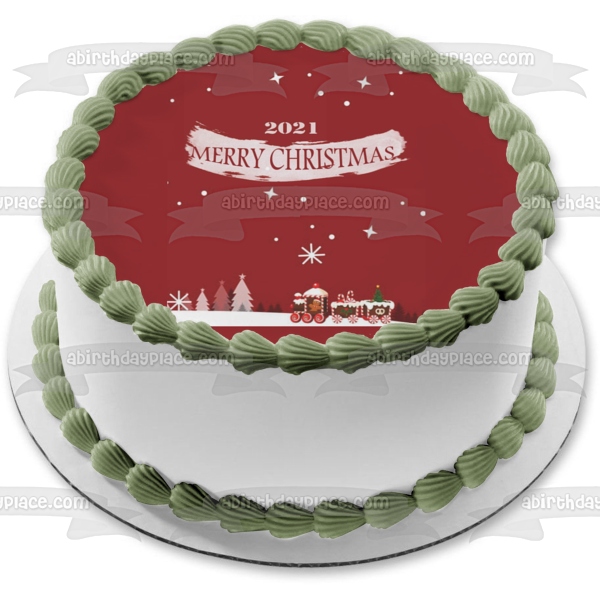 Imagen de decoración comestible para tarta de casa de jengibre de Feliz Navidad ABPID55101