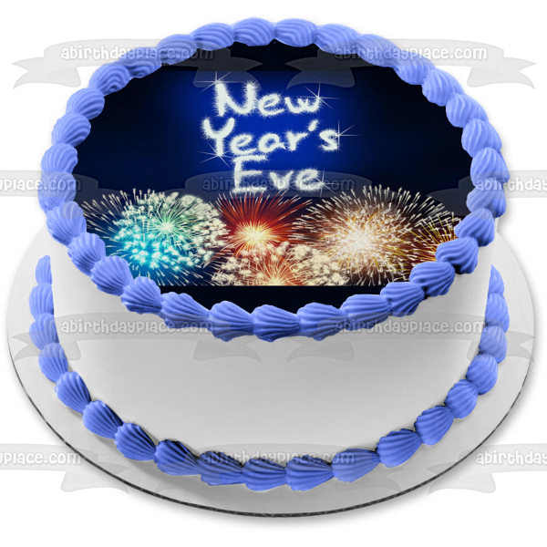 Imagen de adorno comestible para pastel de fuegos artificiales de Nochevieja ABPID55140