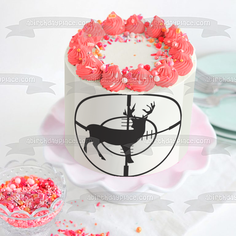 Deer Hunting Target Silhouette Black and White Edible Cake Topper Image ABPID01437