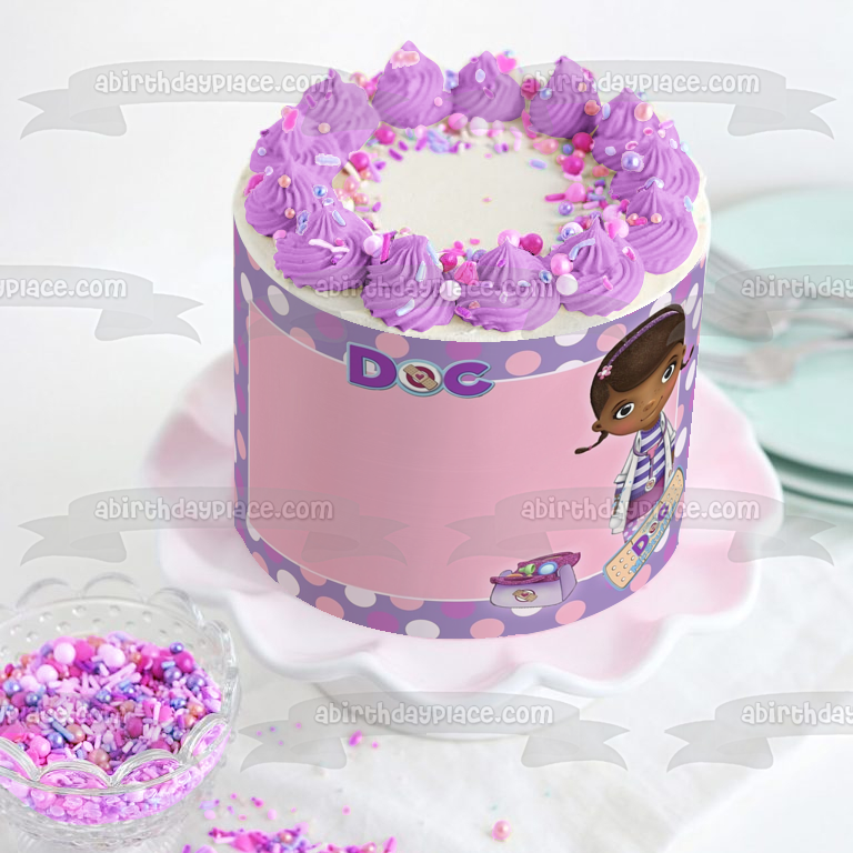 Doc McStuffins Doctor Bag Logo Estetoscopio tirita y su imagen personalizada Adorno comestible para pastel Marco de imagen ABPID01673