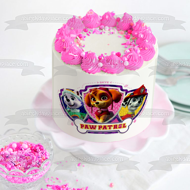 Paw Patrol Logo Everest Skye and Marshall Edible Cake Topper Image ABPID01748