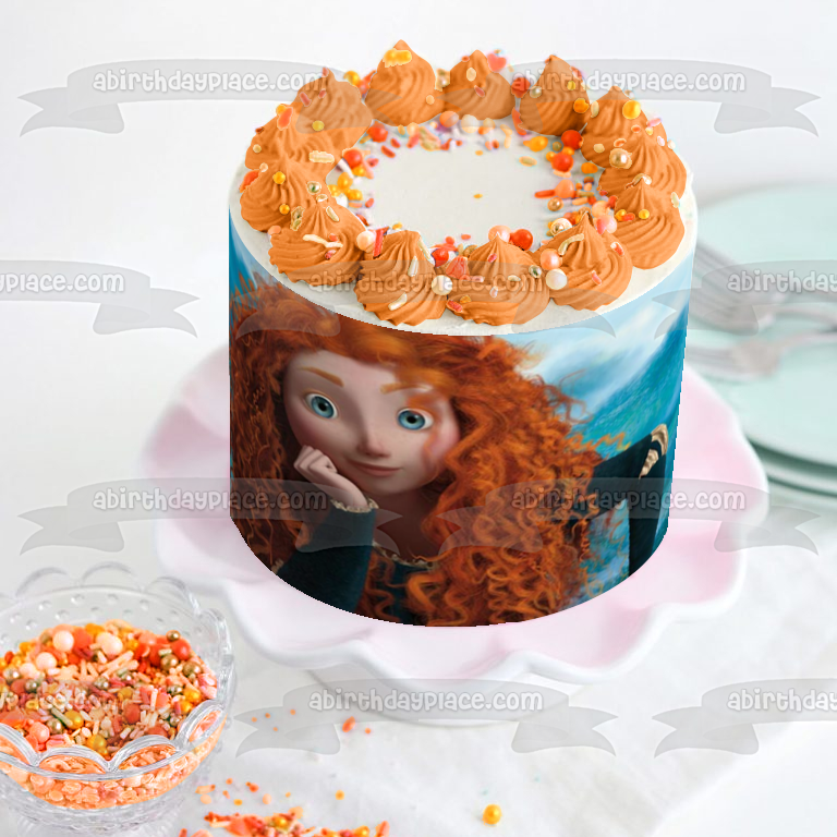 Brave Merida Mountains In the Background Edible Cake Topper Image ABPID01761
