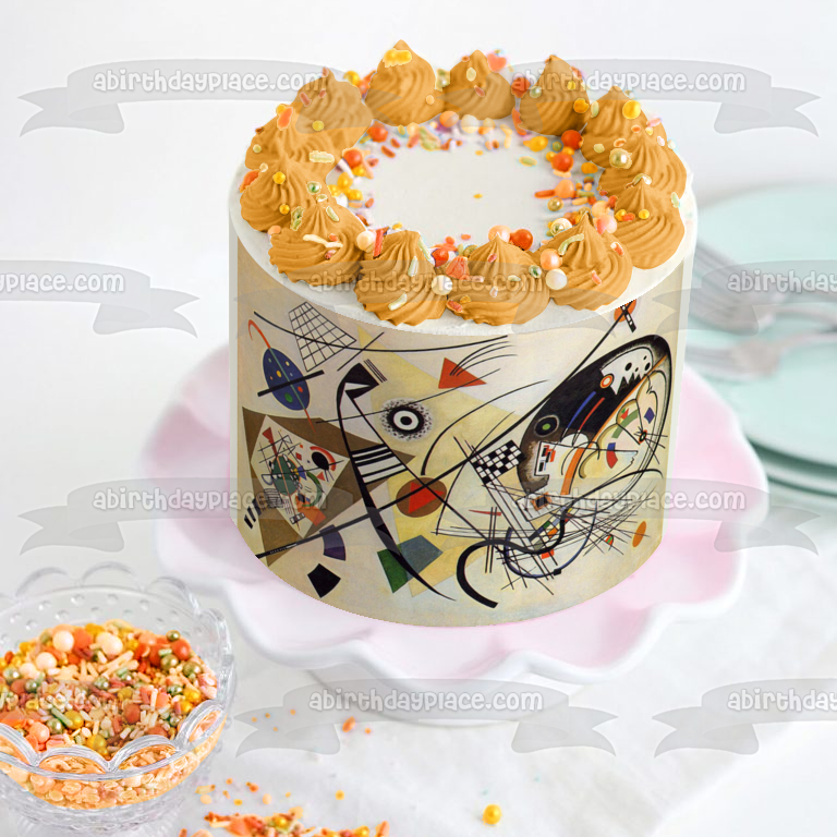 Wassily Kandinsky Pintura de líneas transversales Imagen comestible para decoración de tartas ABPID01762