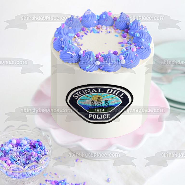 Signal Hill Police Department Badge Edible Cake Topper Image ABPID01799