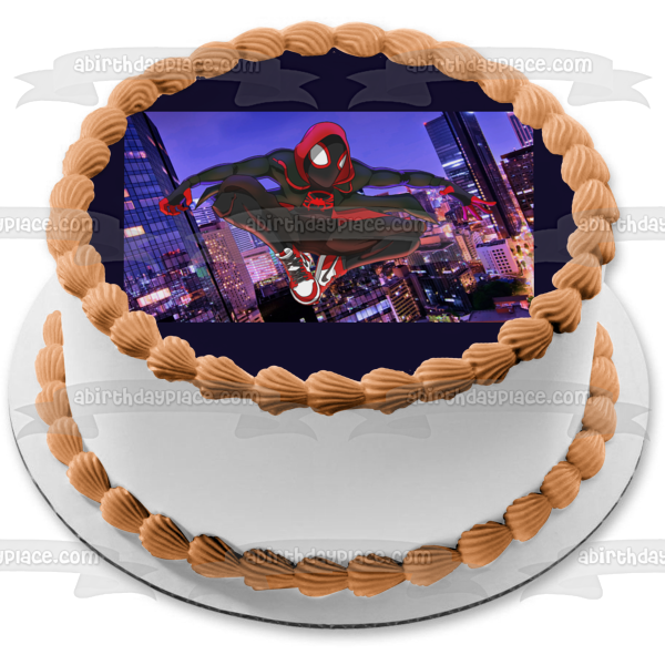Spider-Man Into the Spider-Verse Miles Morales Edible Cake Topper Image ABPID01849