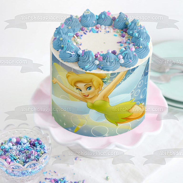 Tinkerbelle Fairy Flying Edible Cake Topper Image ABPID01887