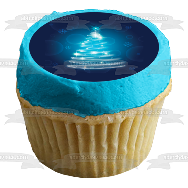 Merry Christmas Customizable Holiday Message Christmas Tree Edible Cake Topper Image ABPID55130