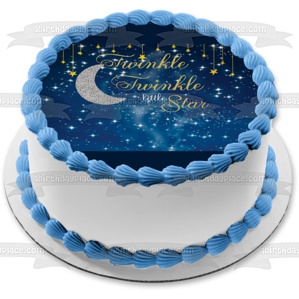 Twinkle Twinkle Little Star Starry Night Sky Edible Cake Topper Image ABPID02022