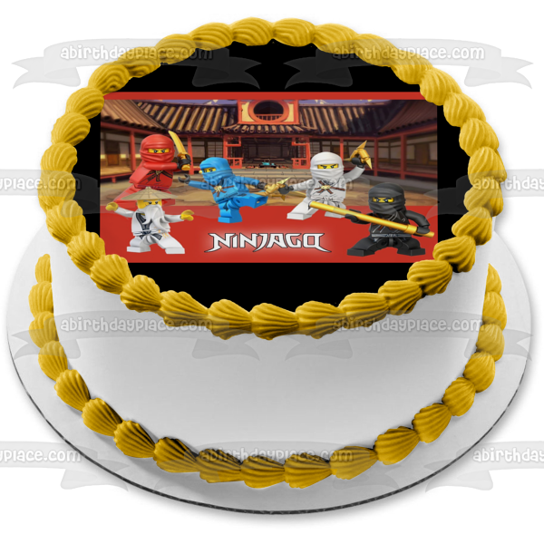 LEGO Ninjago Ninjas Master Wu Kai Cole Zane y Jay Imagen comestible para decoración de tarta ABPID03333