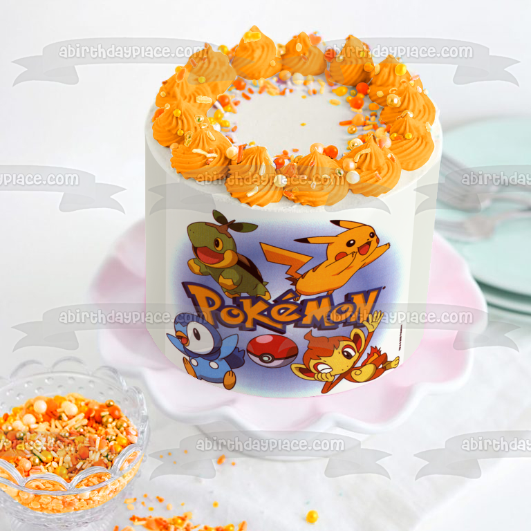 Pokemon Pikachu Squirtle y una Poke Ball Imagen comestible para decoración de tarta ABPID03347