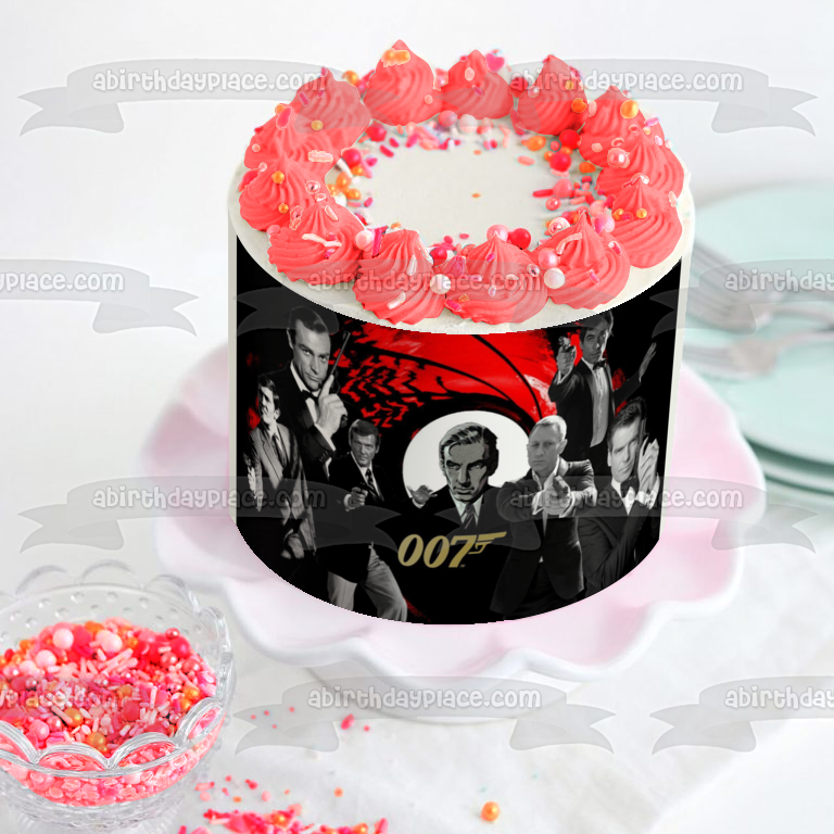 James Bond 007 Sean Connery Daniel Craig and Pierce Brosnon Edible Cake Topper Image ABPID03351