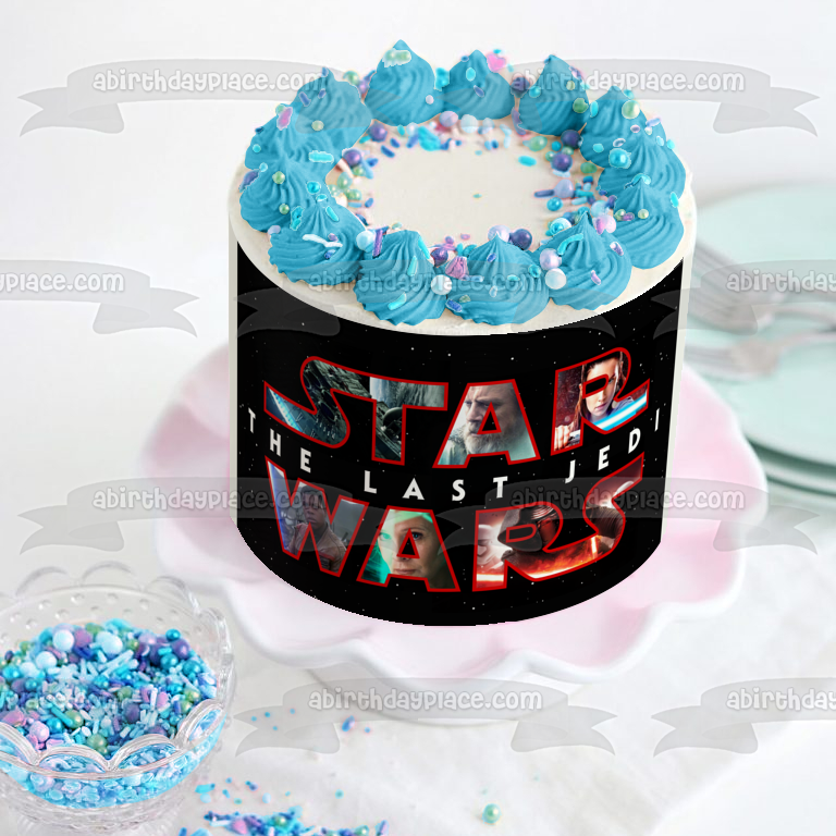 Star Wars The Last Jedi Logo Fondo de estrella Imagen comestible para decoración de tarta ABPID03292