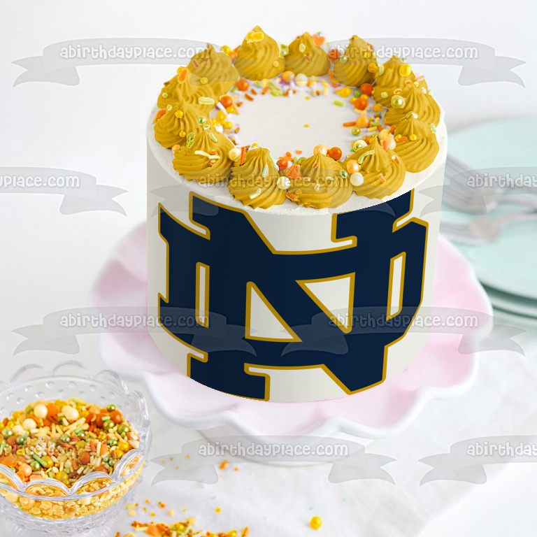 Notre Dame Fighting Irish Logo Sports Football Edible Cake Topper Image ABPID03373