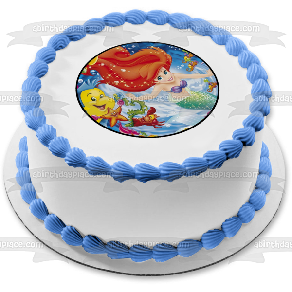 Decoración comestible para tarta de La Sirenita Ariel Sebastian Flounder Imagen ABPID03552