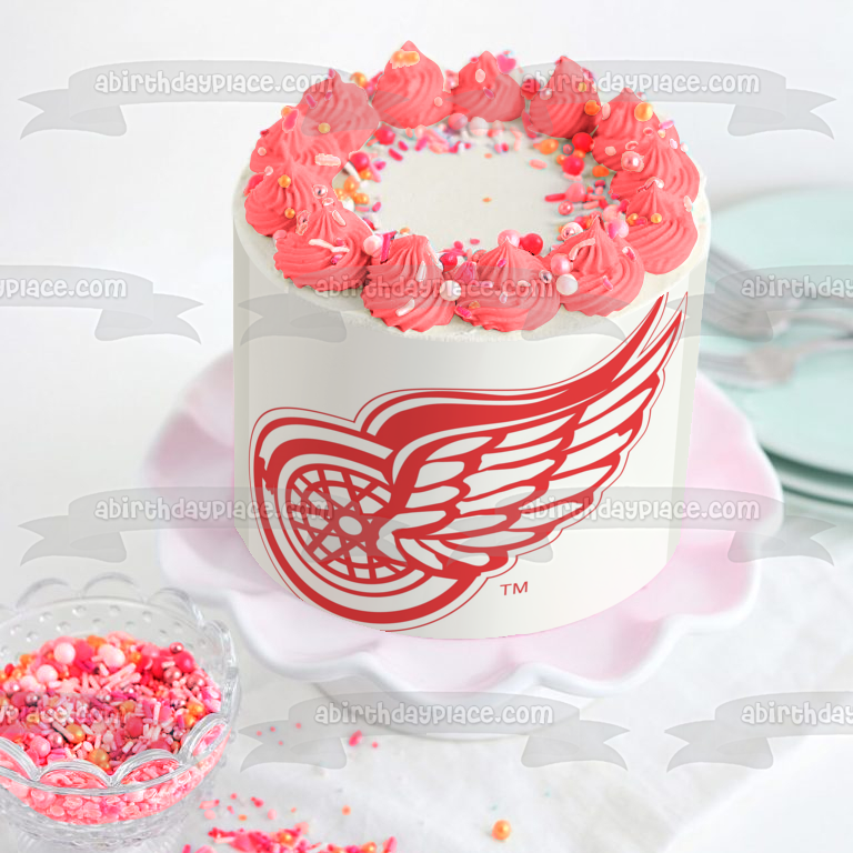 Detroit Red Wings Logo NHL Sports Edible Cake Topper Image ABPID03566