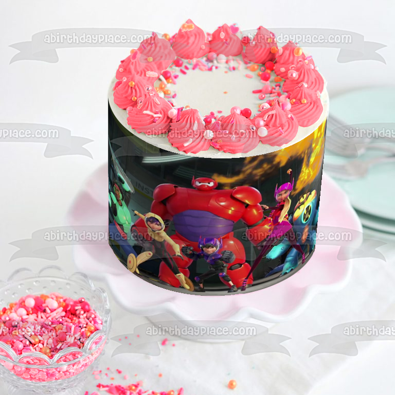 Big Hero 6 Disney Marvel Hiro Honey Lemon Go Go Tomago and Baymax Edible Cake Topper Image ABPID03577