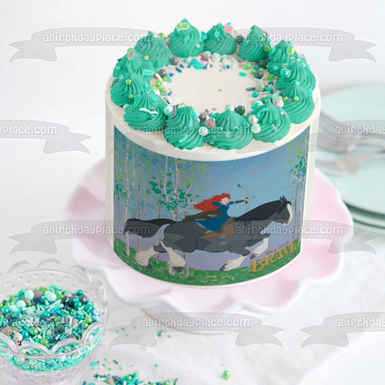 Brave Merida Angus Trees and a Bow and Arrow Edible Cake Topper Image ABPID03639