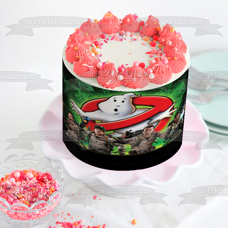 Ghostbusters Logo Egon Peter Winston Ray Stay Puft Slimer and the Stay Puft Ghost Edible Cake Topper Image ABPID03679