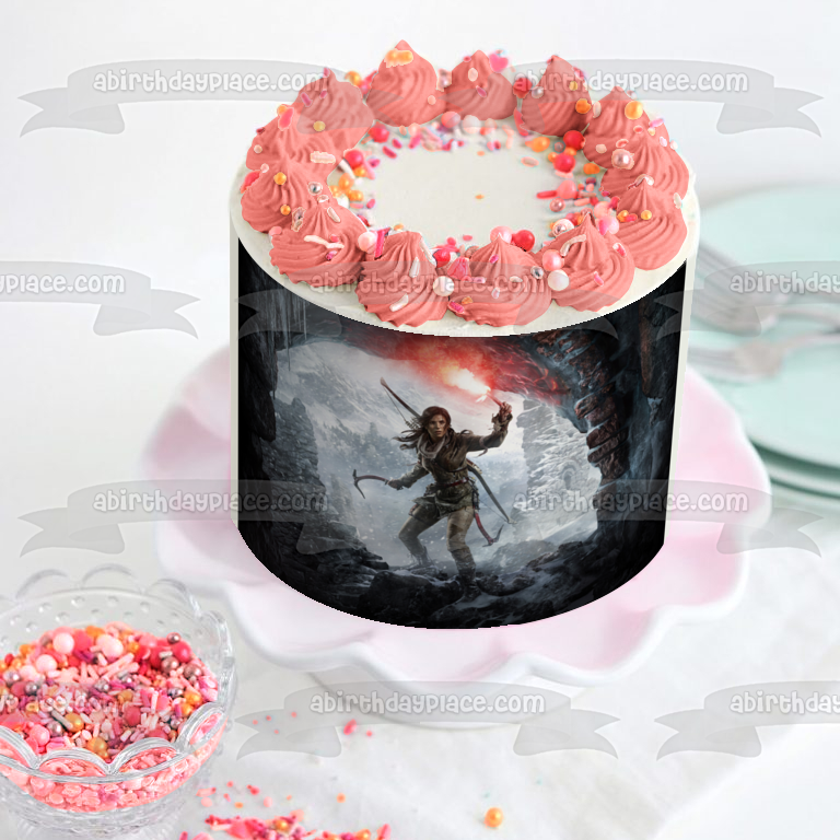 Imagen de decoración comestible para tarta de Rise of the Tomb Raider Lara Croft ABPID03770