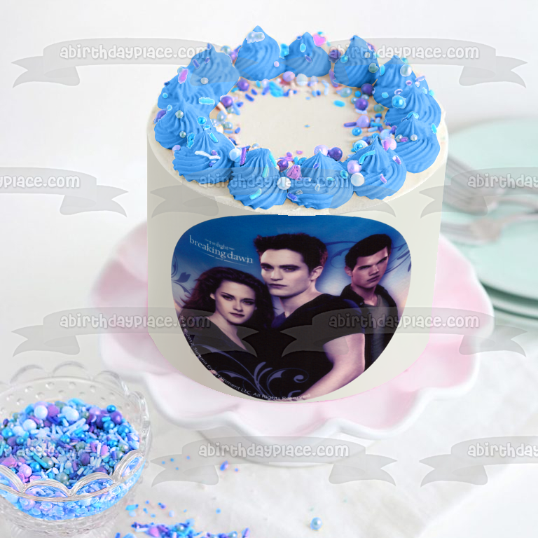 Imagen comestible para tarta de Crepúsculo Amanecer Bella Edward y Jacob ABPID03969