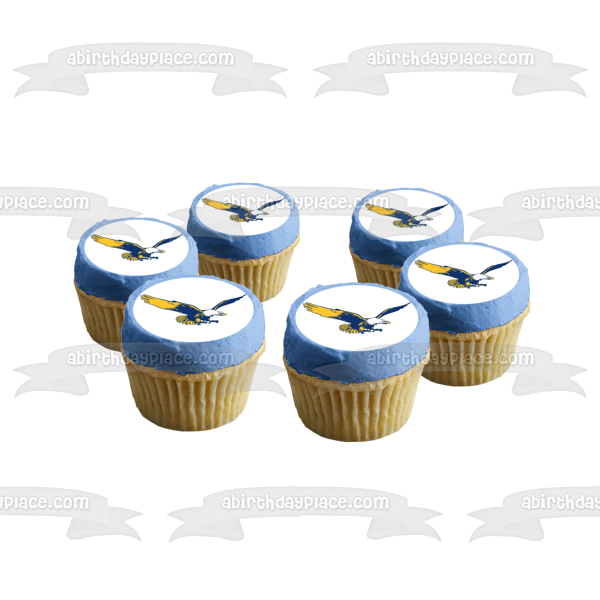 Golden Eagle Blue Yellow Edible Cake Topper Image ABPID04168