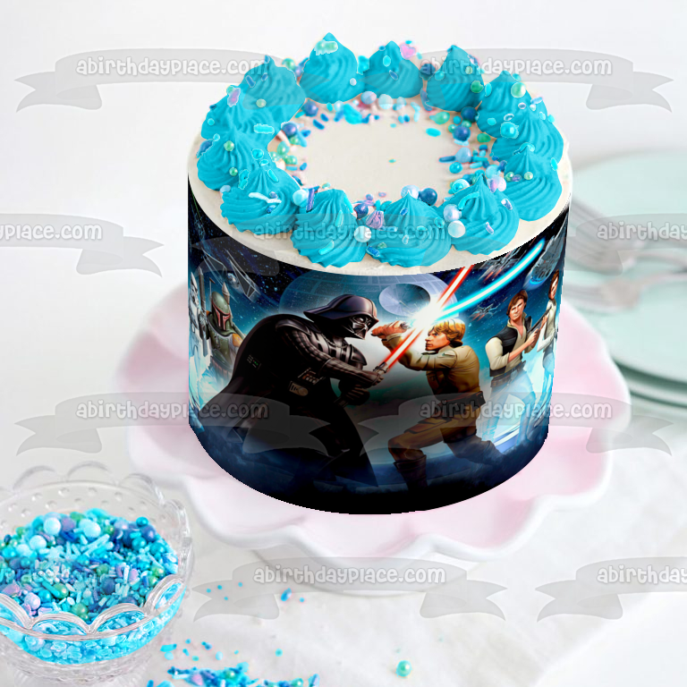 Star Wars Darth Vader Fighting Luke Skywalker and Han Solo Edible Cake Topper Image ABPID04186