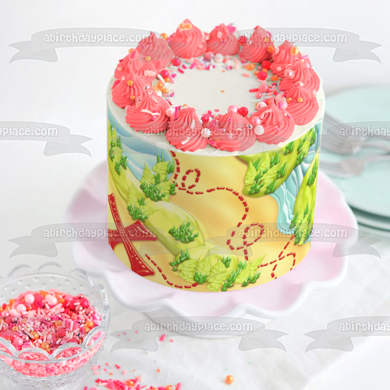 Treasure Hunt Map Pirates Red X Marks the Spot Edible Cake Topper Image ABPID04224