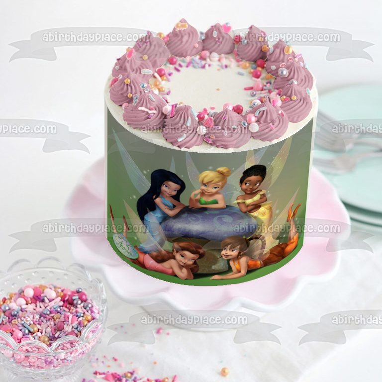 Adorno comestible para tarta con diseño de hadas, Campanilla y sus amigos, imagen ABPID04322