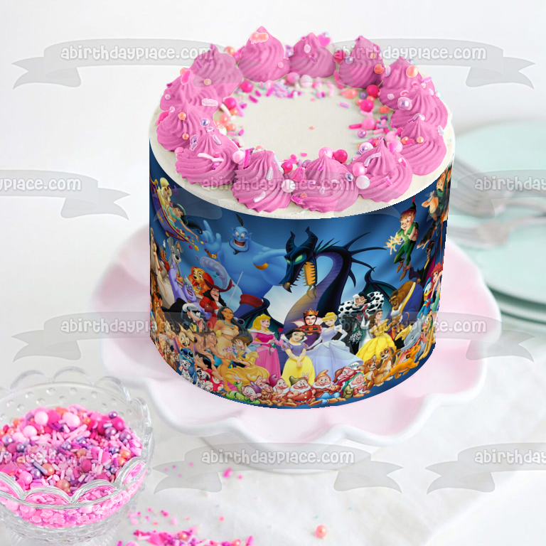 Snow White Aladdin the Little Mermaid and 101 Dalmatians Edible Cake Topper Image ABPID04245